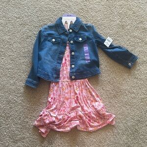 NWT BCBG Pink dress and coordinating jean jacket Size XS 5/6